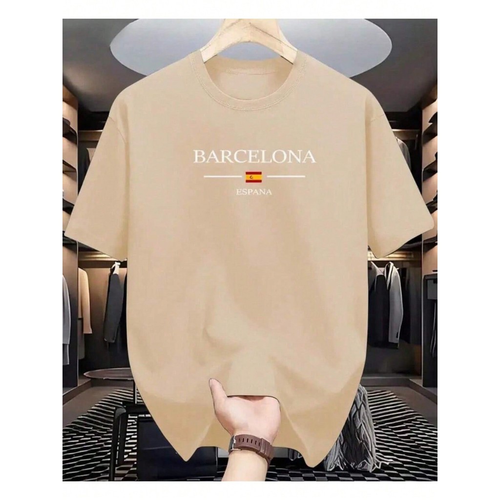 Camiseta Masculina Barcelona 100% Algodão Blusa Básica Casual Premium Lançamento