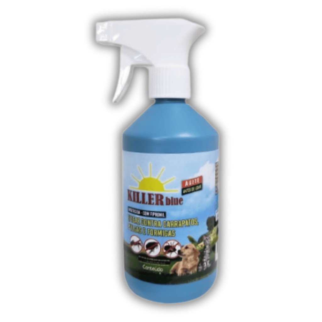 Spray Anti-Pulgas e Carrapatos Para Cães e Gatos - Killer Blue 250ml em Oferta na Shopee
