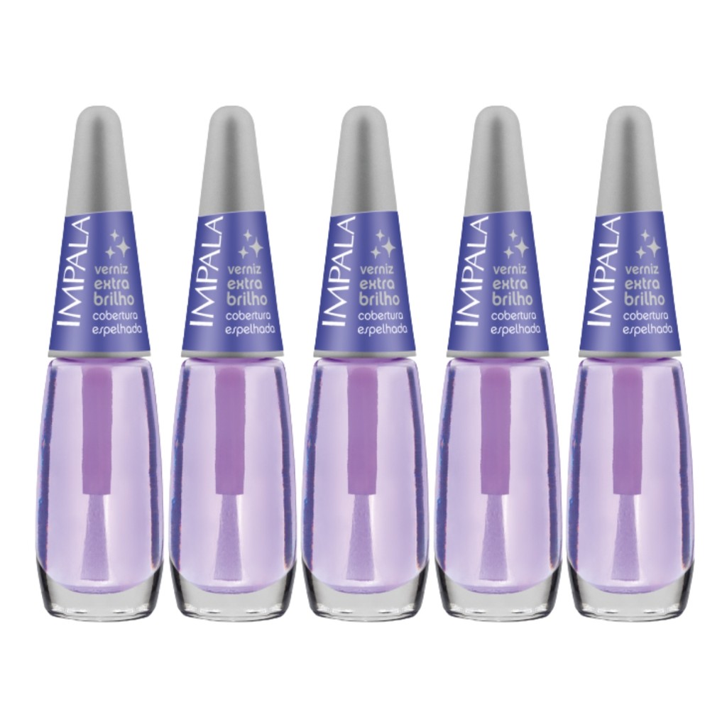 Kit 5 Esmalte Impala Base Verniz Extra Brilho Espelhado