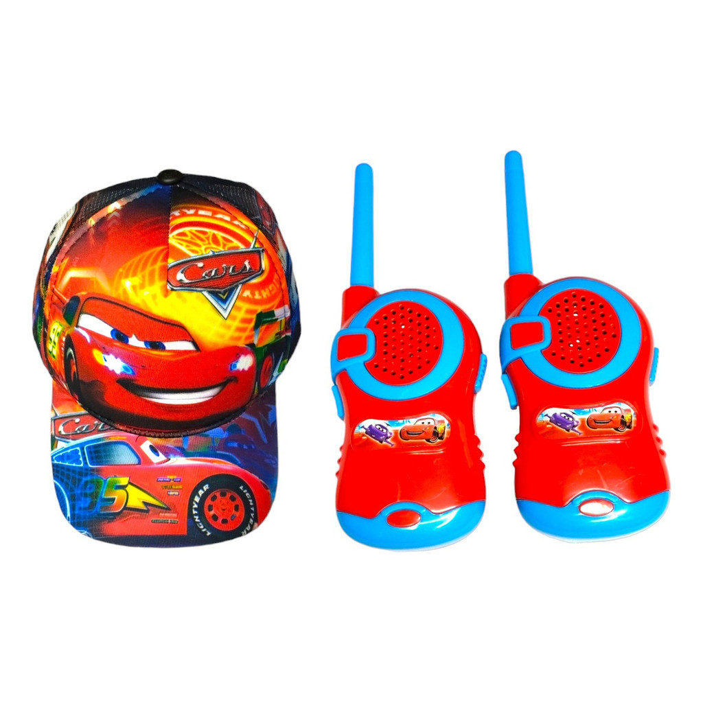 Kit Walkie Talkie+ Boné Carros Mcqueen Brinquedo 