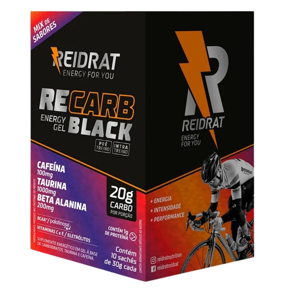 Recarb Energy Gel Black Caixa Com 10 Unidades De 30g Reidrat Nutrition Mix De Sabores em Oferta na Shopee
