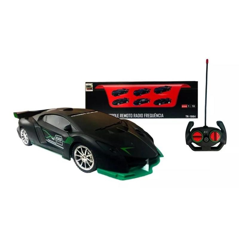Brinquedo Infantil Carrinho Batman De Controle Remoto Total(Preto c/ Verde)