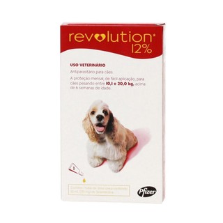 Antipulgas Revolution 12% para Caes de 10 a 20Kg Zoetis - 3 tubos