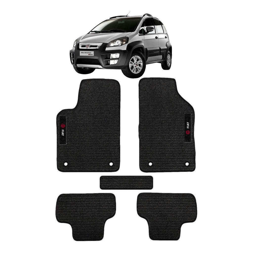 Kit de tapetes 5 peças específico Idea 2012 / 2016 Carpete Preto