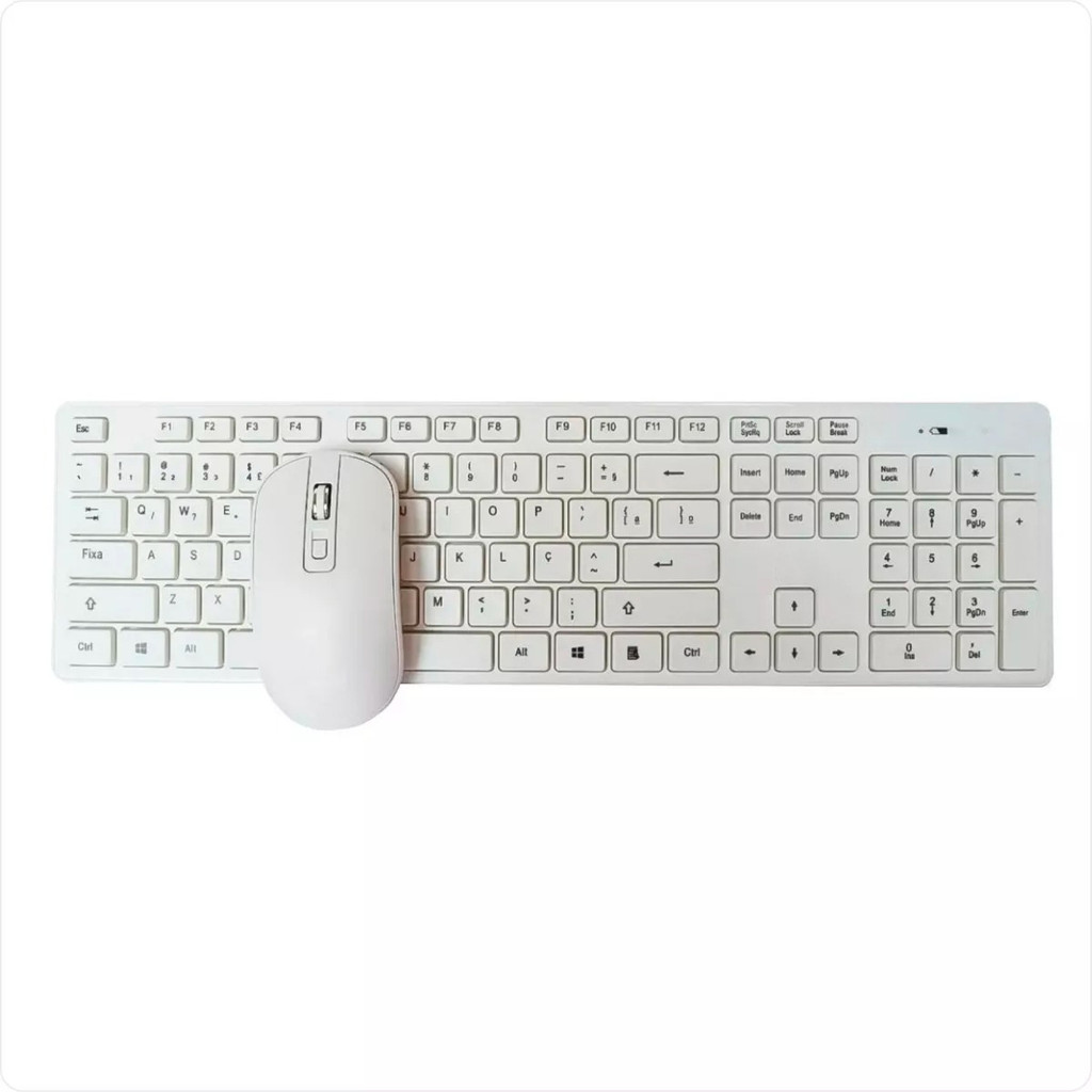 Kit Mouse Teclado Sem Fio Pc Note Compacto Wirelles Macio