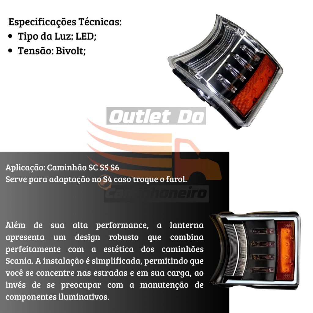Lanterna Seta Led Scania Serie 5 e 6 NTG — foto 2