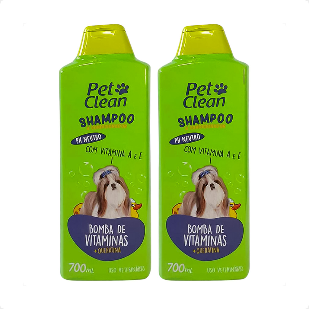 Kit 2 Shampoo Bomba de Vitamina 700ml Pet Clean para Cães e Gatos - Pets