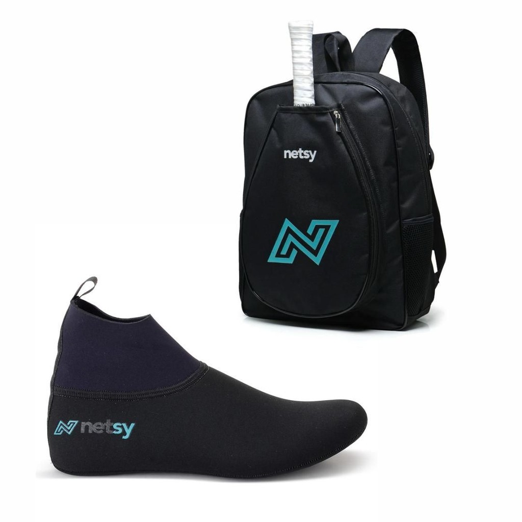 Kit Beach Tennis Netsy Mochila Esportiva Raqueteira E Sapatilha Botinha Meia Areia Praia Agua Sola Antiderrapante