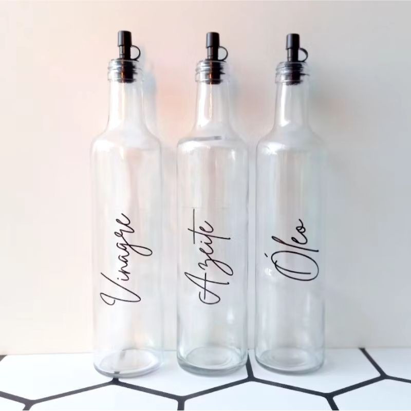 BARATO Galheteiro de vidro com bico dosador preto 250ml Azeite/Óleo/Vinagre