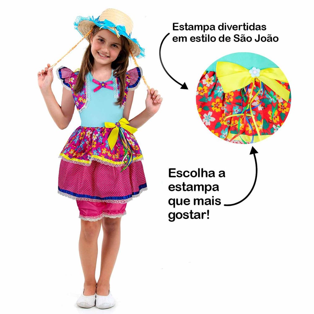 Vestido Feminino Infantil Para Festa Junina Com Culote e Bolero · foto 2