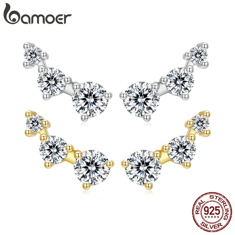 Bamoer 925 Brincos De Prata Esterlina Dois Tons Trepadeiras Arte Design Moda Anti-Alergia Jóias Presente Feminino