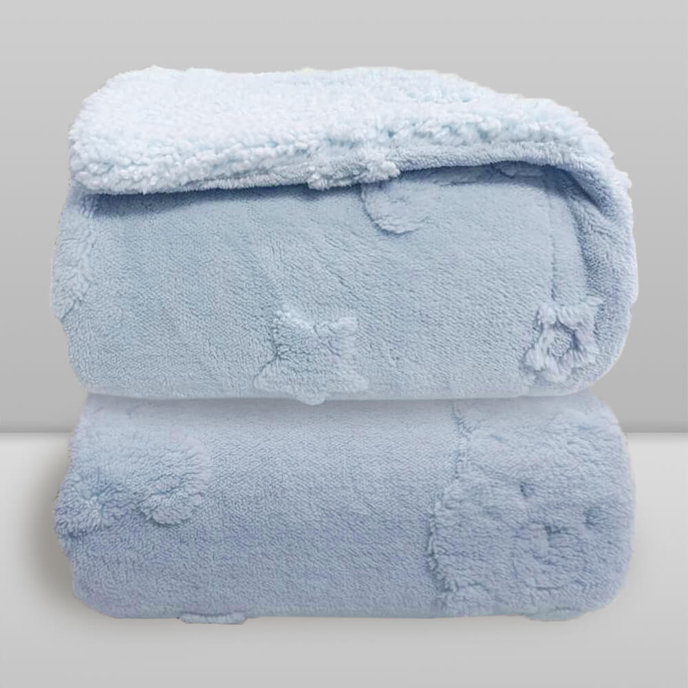 Cobertor Bebê Plush com Sherpa 0,90 x 1,10 Urso Azul em Oferta na Shopee