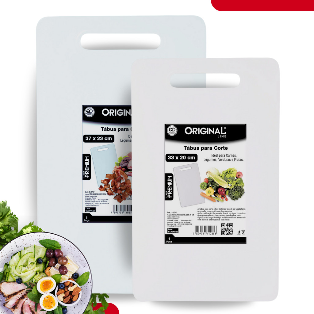 Kit Tabua de Carne Polietileno C/2 Churrasco Cozinha Original Line tábua de cortar carne