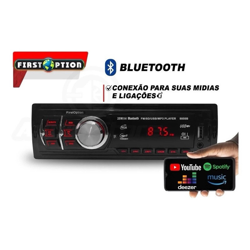 Rádio Para Carro Automotivo B Bluetooth 5.3 USB 2.0 Rápido Áudio HD 3D Plug and Play 100% Compatível com Todos os carros