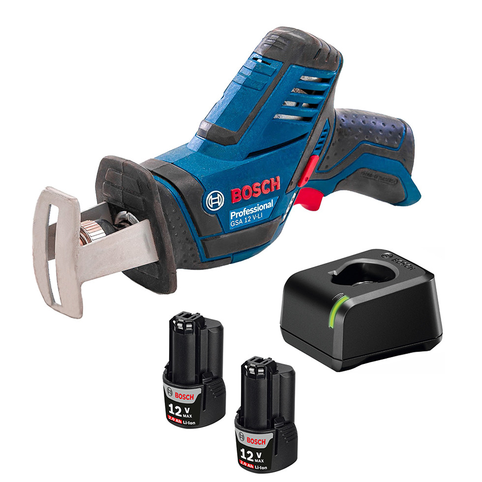 Kit Serra Sabre a Bateria GSA 12 V-LI + 2 Baterias GBA 12V 2Ah + Carregador GAL 12V-20 (Bivolt) Bosch