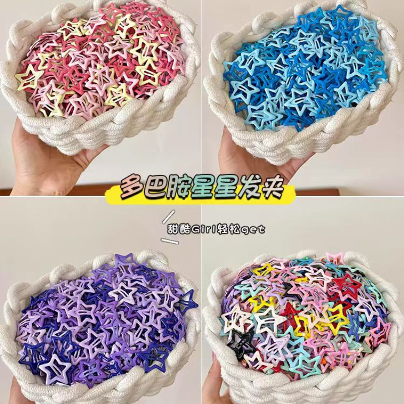 [Conjunto de 20 peças] Y2K Coreia Dopamina Cor Estrela Grampo de Cabelo Bonito Menina Doce Cor Pequeno Clipe BB Clipe DI em Oferta na Shopee