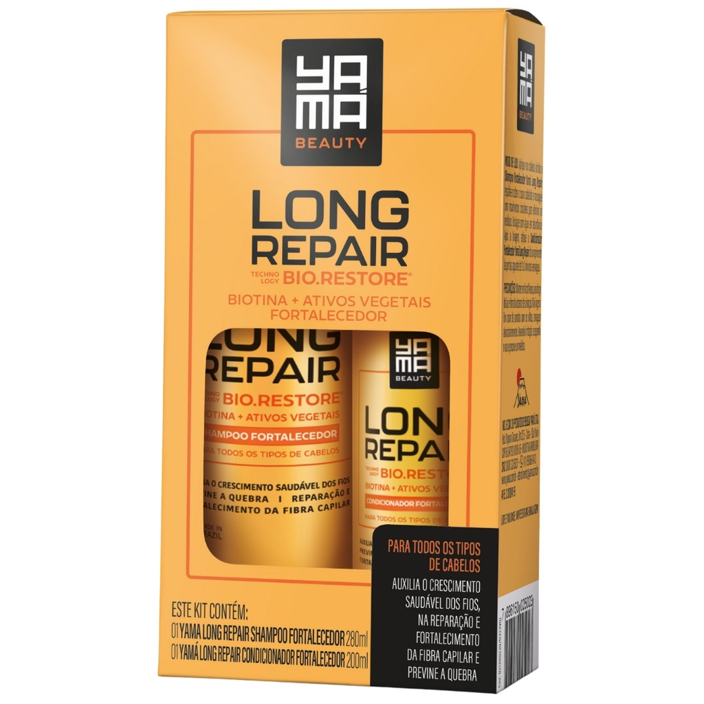 Kit Shampoo E Condicionador Long Repair Yama Profissional Tratamento Fortalecimento Capilar