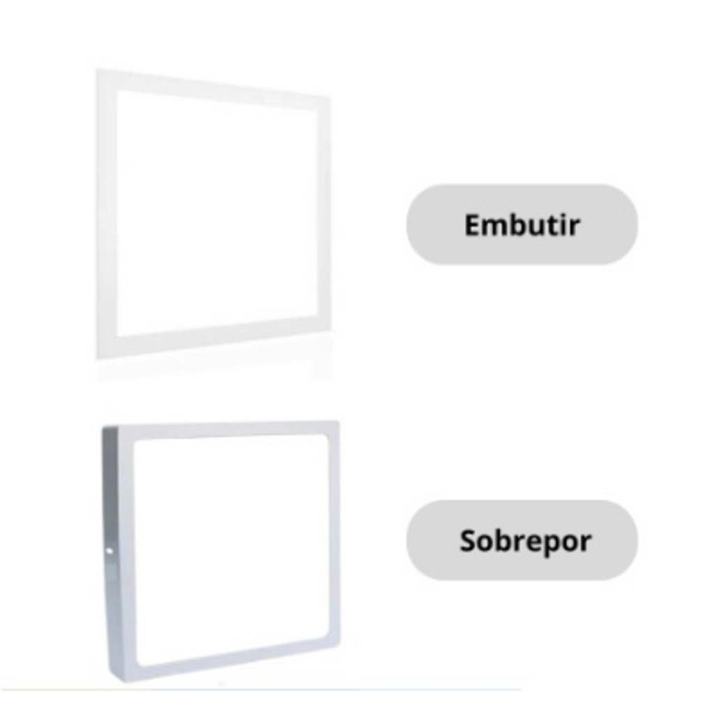 kit 2 un Painel led 12w/18w/ 24w Aluminio Plafon Quadrado luminária Embutir/Sobrepor em Oferta na Shopee