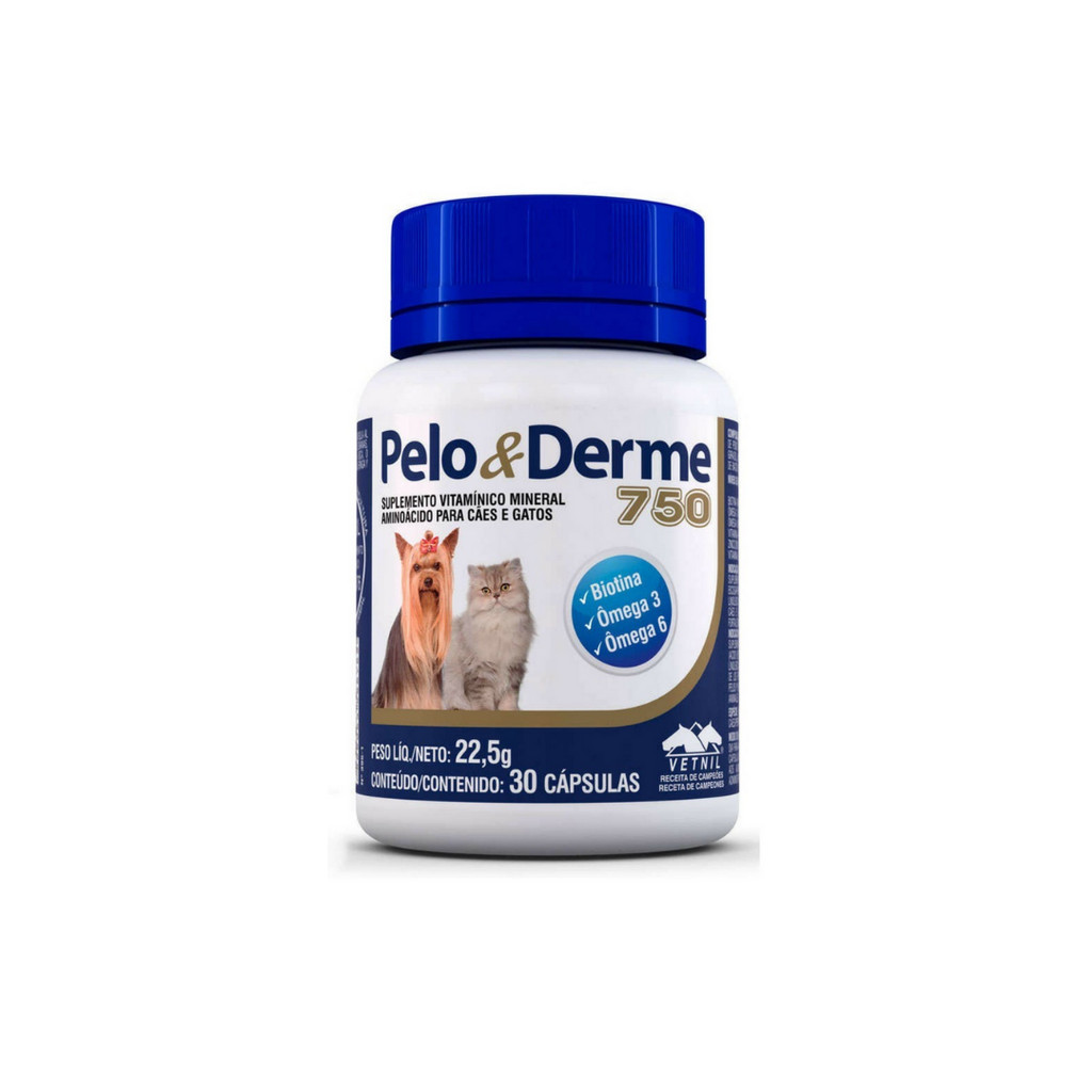 Pelo e Derme 750 30 Capsulas Vetnil Omega 3 e 6