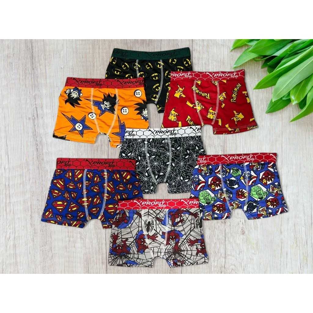 Kit 10 Cuecas Box Infantil Microfibra Original Cueca Boxer para Crianças Estampada -  Estampas variadas