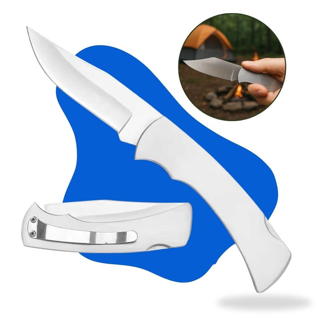 Canivete Inox Dobrável Trava Segurança Clip Presilha Cinto De Bolso Para Pesca Camping