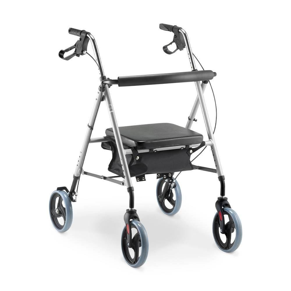 Andador Idoso 4 Rodas de Alumínio Dobrável Dellamed com Assento D12 6248 em Oferta na Shopee