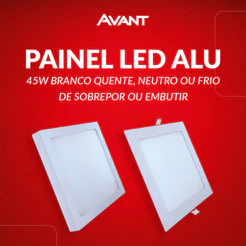 Painel Led Aluminio Quadrado 45w 3000k/4000k/6500k Branco Quente/Neutro/Frio 110v/220v Bivolt Branco Avant