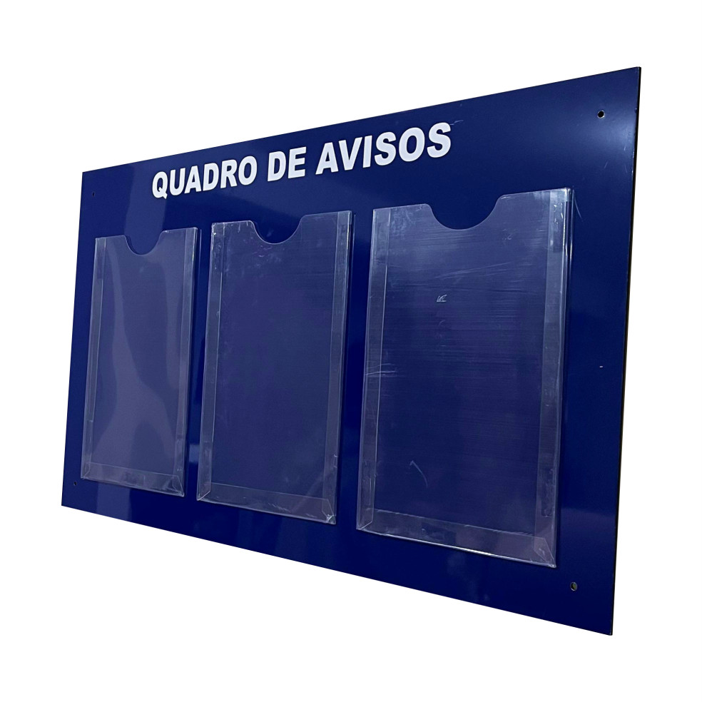 Quadro De Aviso E Gestão Informativo Metas Escritório Comunicados Organizador 3 Displays A4 Acm Azul em Oferta na Shopee