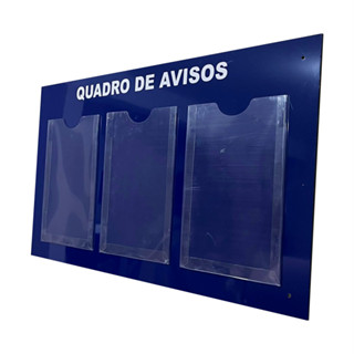 Quadro De Aviso E Gestão Informativo Metas Escritório Comunicados Organizador 3 Displays A4 Acm Azul em Oferta na Shopee