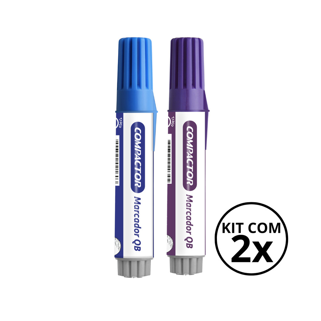 Kit com 2 Marcadores Para Quadro Branco - COMPACTOR COR:AZUL+VIOLETA em Oferta na Shopee