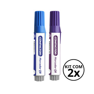 Kit com 2 Marcadores Para Quadro Branco - COMPACTOR COR:AZUL+VIOLETA em Oferta na Shopee