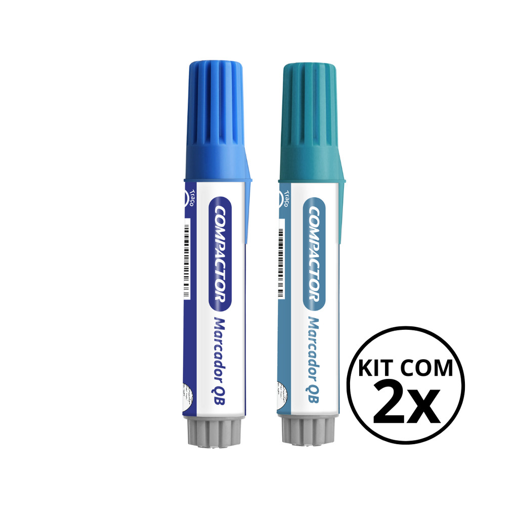 Kit com 2 Marcadores Para Quadro Branco - COMPACTOR COR:AZUL+TURQUESA em Oferta na Shopee