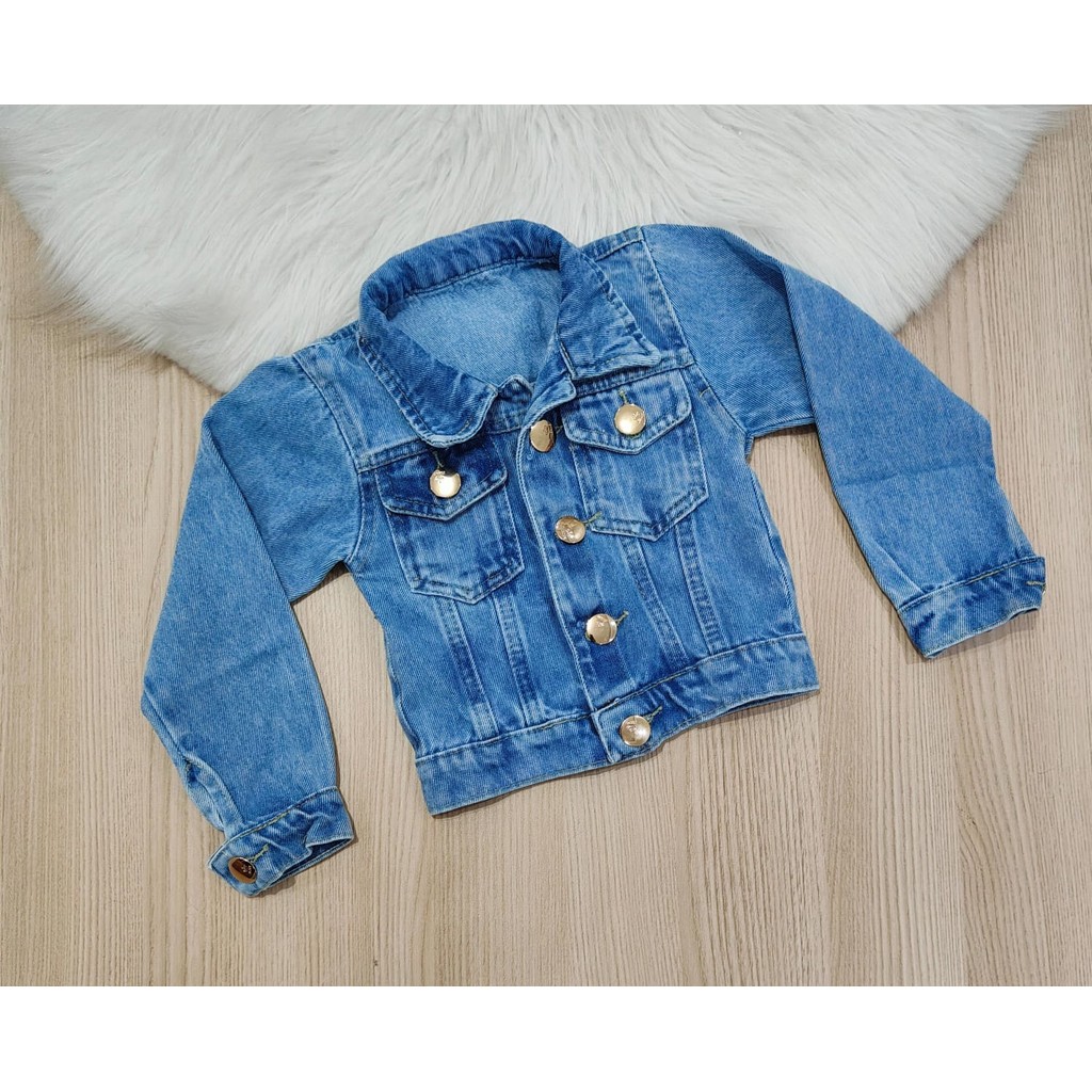 JAQUETA JEANS INFANTIL VINTAGE FEMININA
