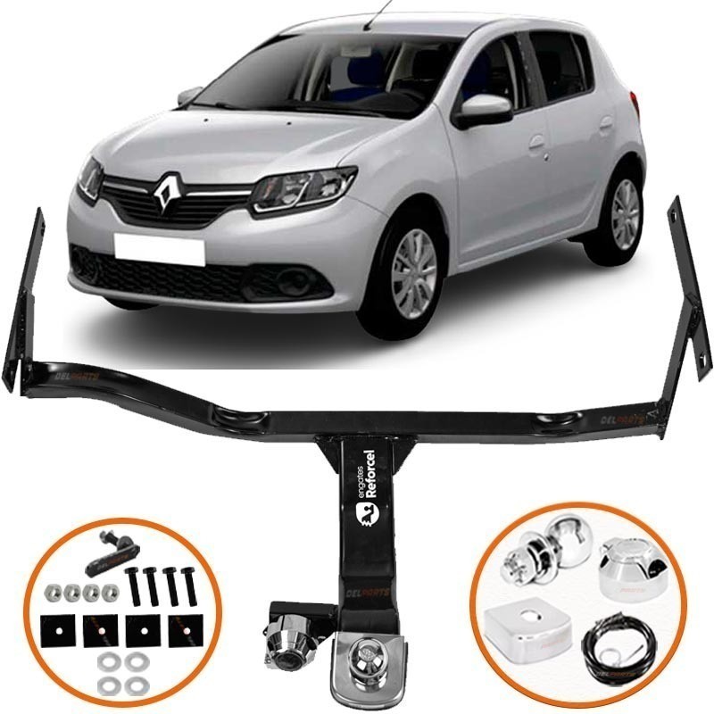 Engate Reboque Rabicho Renault Sandero 2015 até 2024 Inmetro Até 500kg Produto de Top reforçado bOM