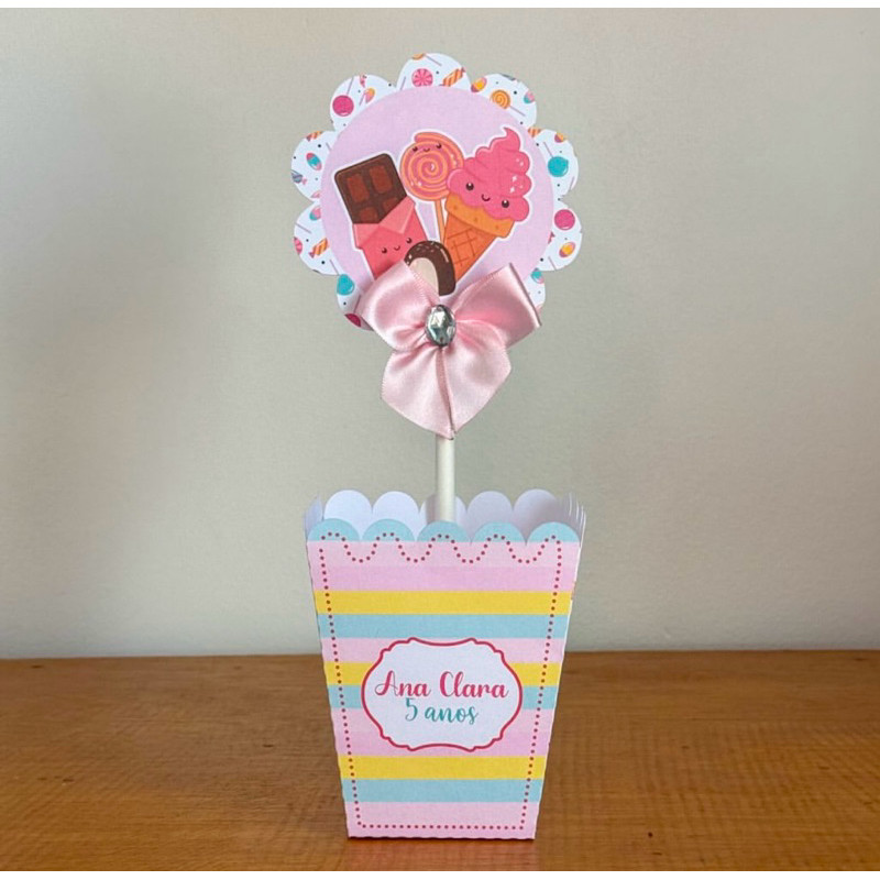 Centro de Mesa DOCES CONFEITARIA (PEGUE E MONTE) /Cachepot Cachepô Personalizado/ Festa Aniversário Lembrancinha Mimo