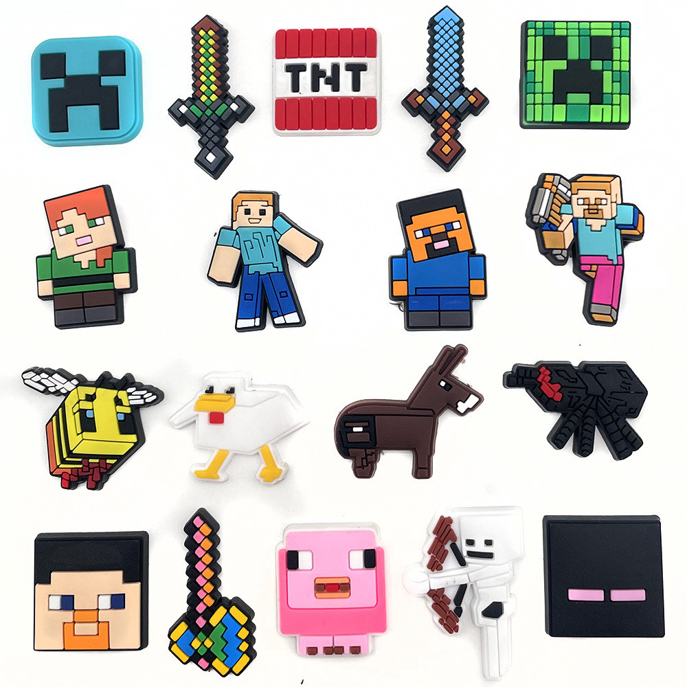 Decoração De Sapato Para Alfinetes De Tamanco Desenho Animado Minecraft Sandbox Jogos Botão DIY em Oferta na Shopee