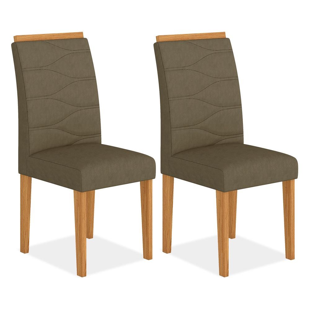 Kit 2 Cadeiras Estofadas Vitória Cinamomo/capuccino - Móveis Arapongas em Oferta na Shopee