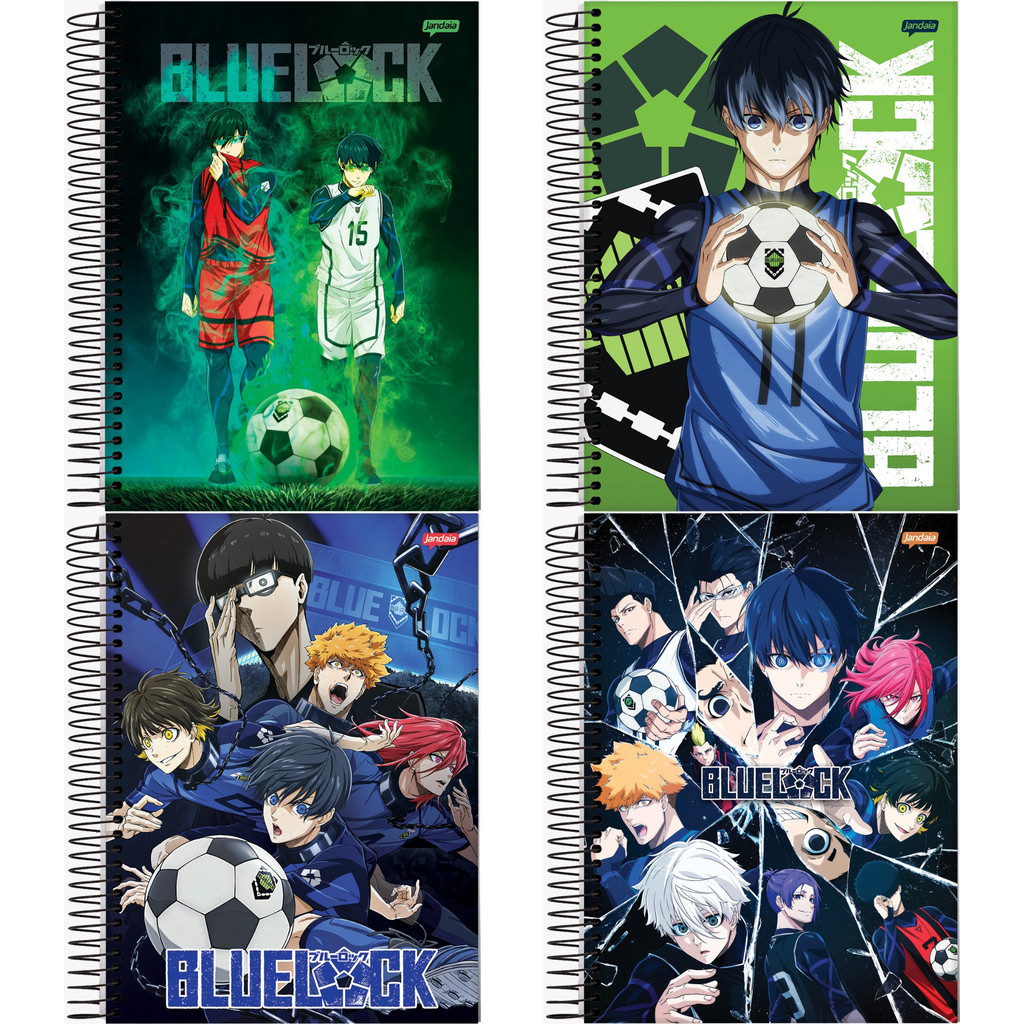 Caderno 1 matéria 80 folhas Blue Lock - 4 unidades sortidas em Oferta na Shopee