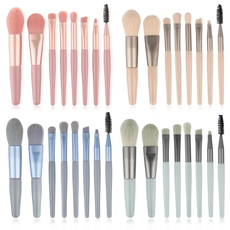 Conjunto Pincéis Maquiagem Profissional 8 Peças Sombra Base Blush Ferramentas Beleza+ATACADAO+BAZAR+