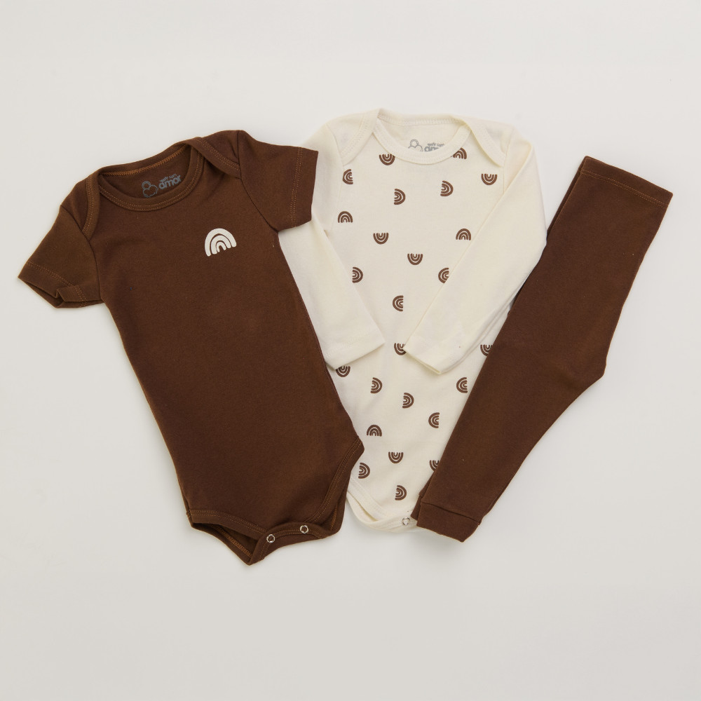 Kit Body Bebê 3 Peças para bebê Conjunto de Bebê Arco íris