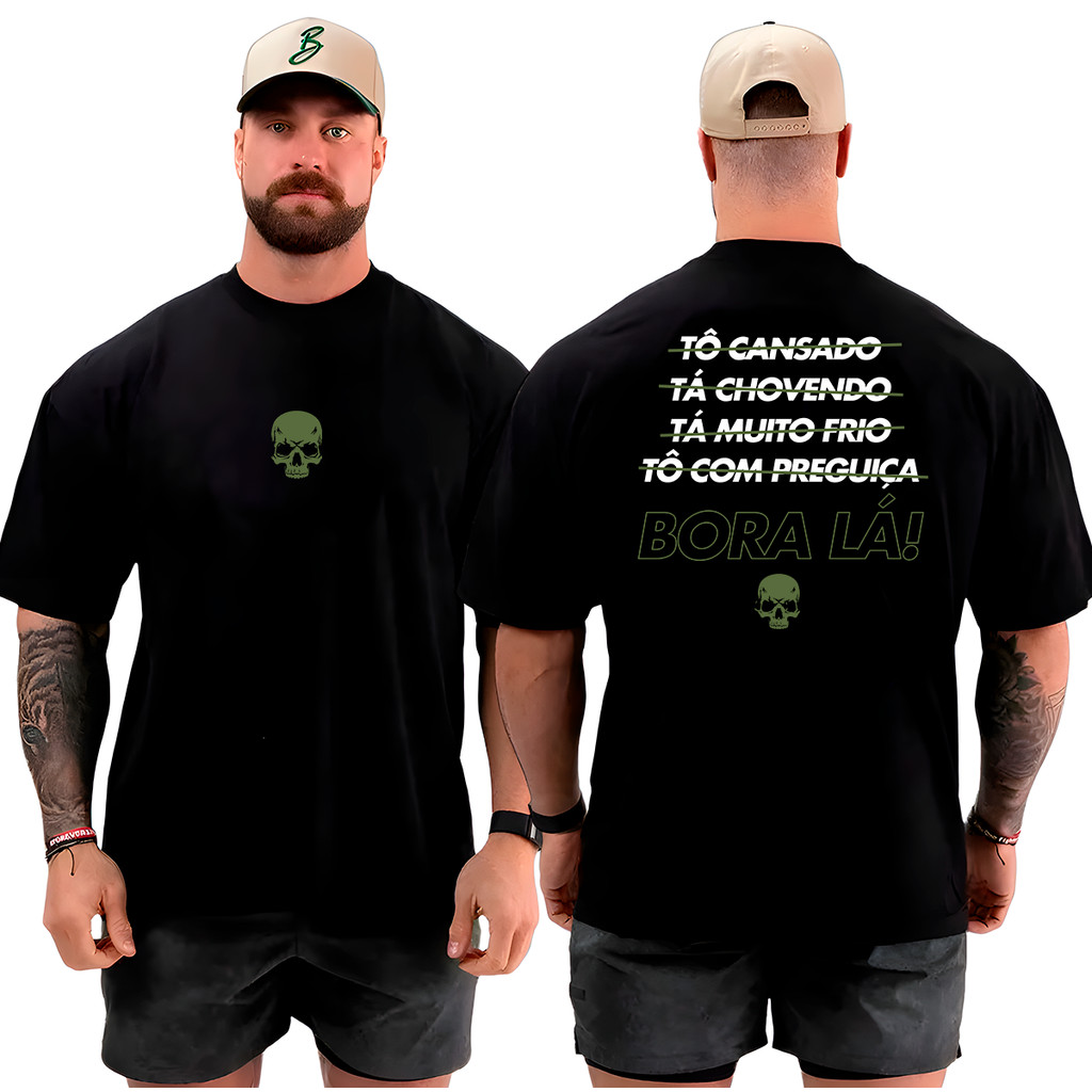 Camiseta Camisa Oversized Top para Academia Musculação Motivacional Streetwear 100% Algodão