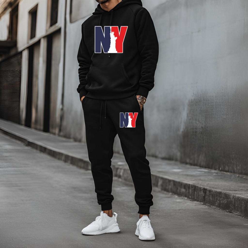 Conjunto Moletom Calça Moletom Canguru Estampada NY Estatua Dda Liberdade  Kit Lançamento