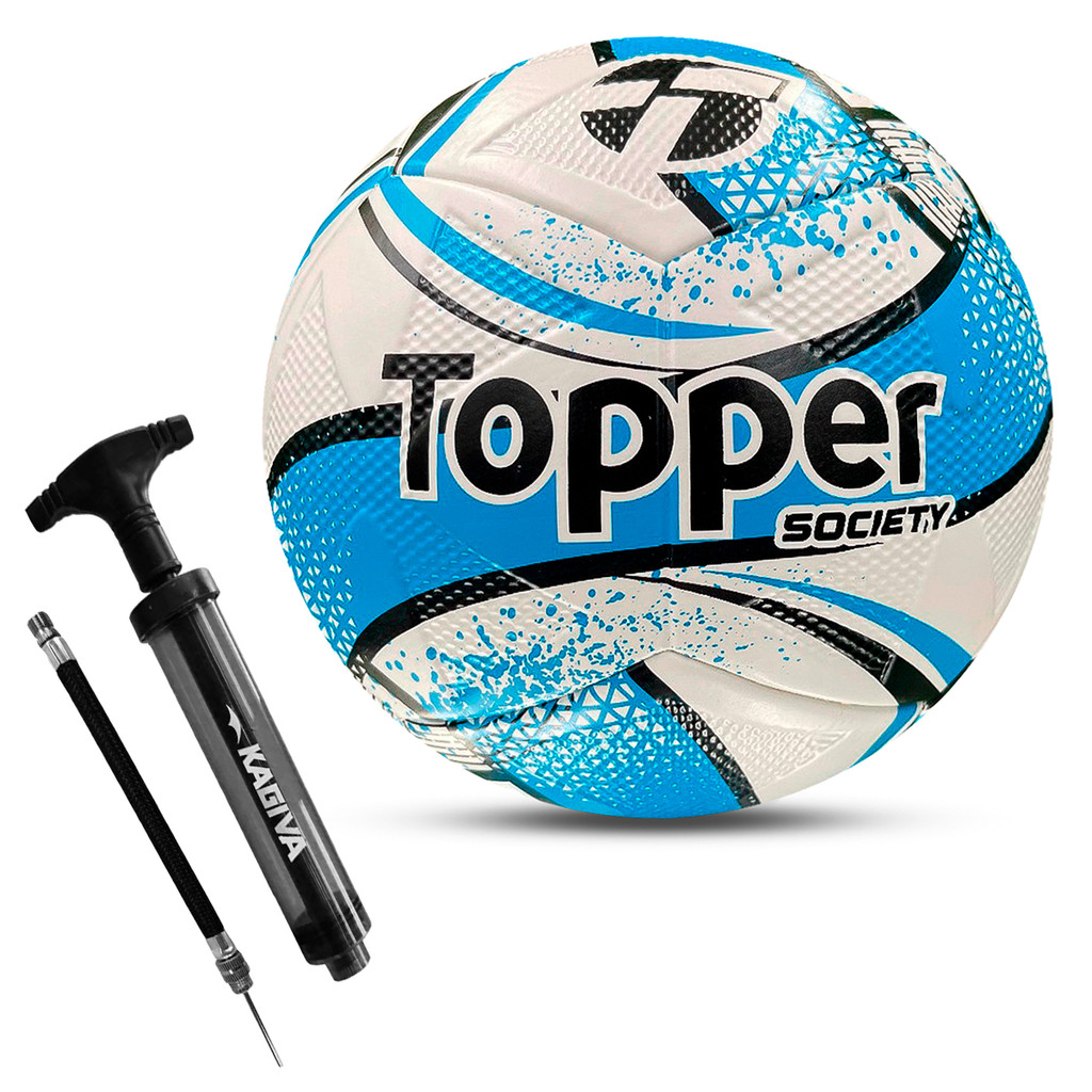 Kit Bola de Futebol Slick Society Tamanho Oficial Topper Usee Brasil +  Bomba de Ar Manual Kagiva - Sports & Outdoors