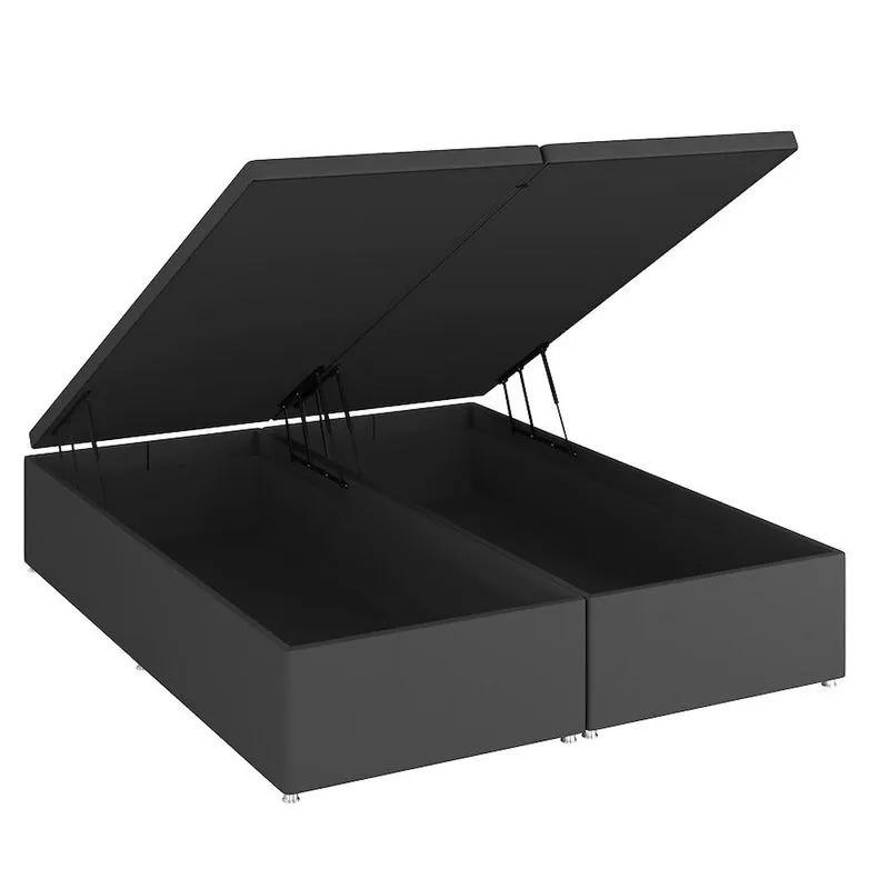 Base Baú Camurça Cinza Super King (193x203x39) - Ortobom
