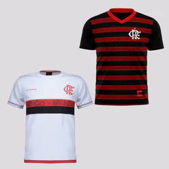 Kit de 2 Camisas Flamengo Infantil Vermelha e Branco