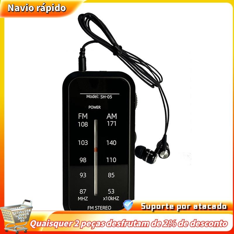 Mini Rádio Portátil Rádios AM FM Estéreo Manual FM87-108MHz MP3 Leitor De Música Com Fones De Ouvido