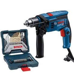 Furadeira de Impacto 750W GSB 13 RE com Estojo de Brocas e Pontas X-Line 30 Peças BOSCH