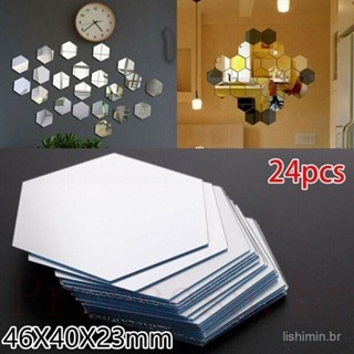 24 adesivos espelho hexágono adesivos mosaico adesivos decorativos em Oferta na Shopee
