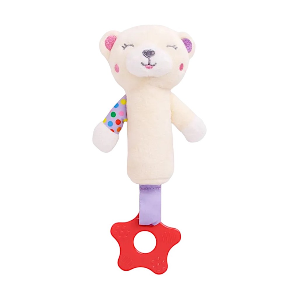 Ursinha de Pelúcia com Buzina e Mordedor para Bebê Menina Infantil Pimpolho 300574