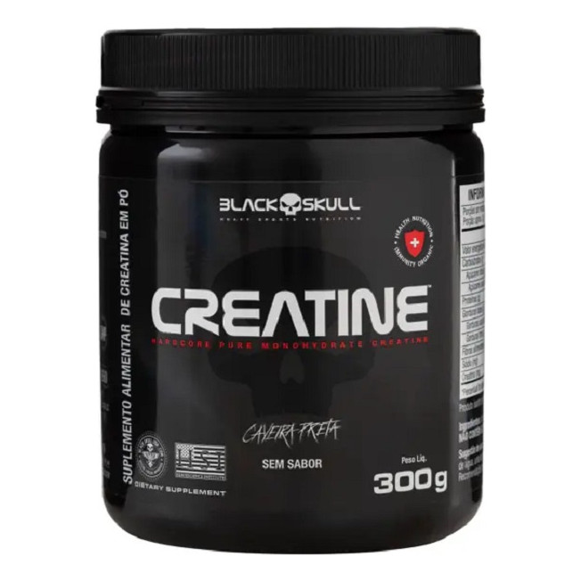 Creatina Pura 100% (300g) - Black Skull Sem Sabor